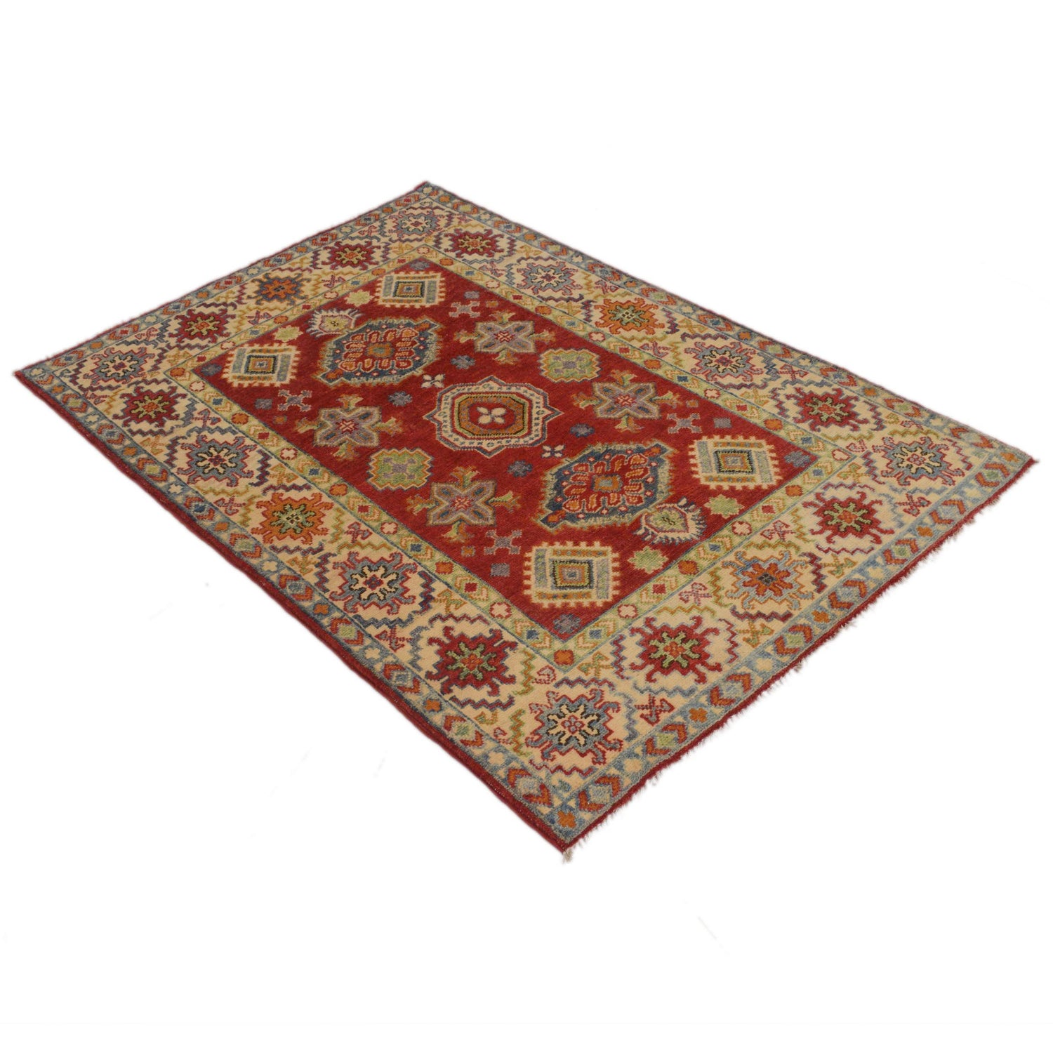 Kazak Rug Handmade Red Medallion 3x5 ft