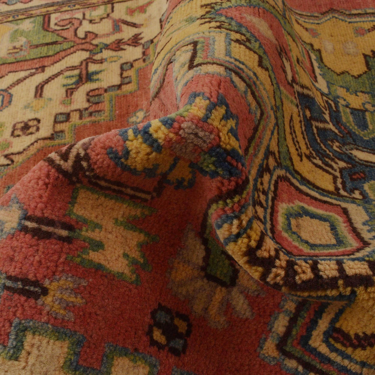 Heriz Area Rug Handmade Multi Medallion 4x6 ft