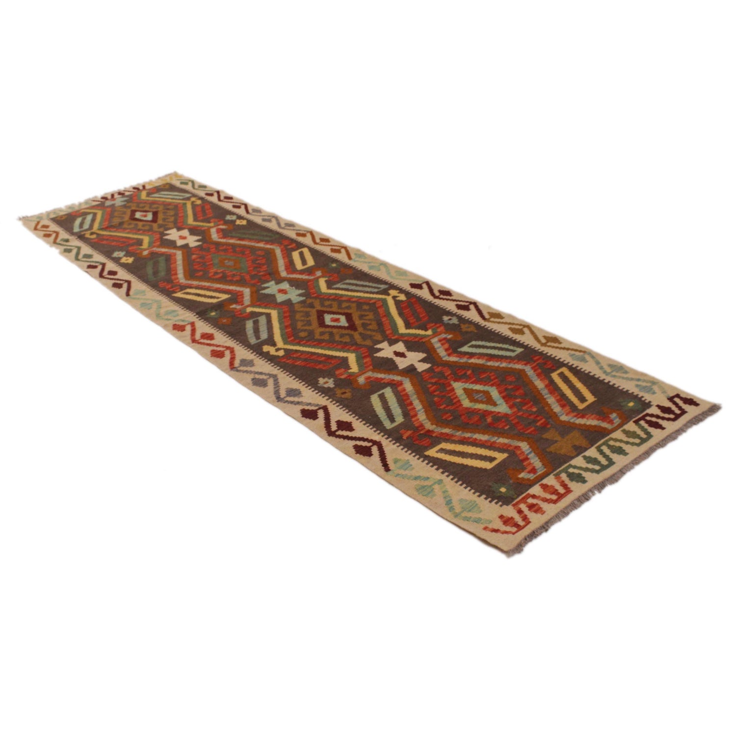 Handmade Multi Kilim Geometric 10' Runner