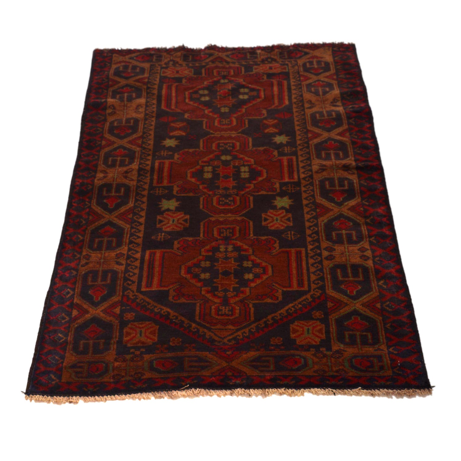 Baluchi Rug Handmade Red Geometric 2x4 ft