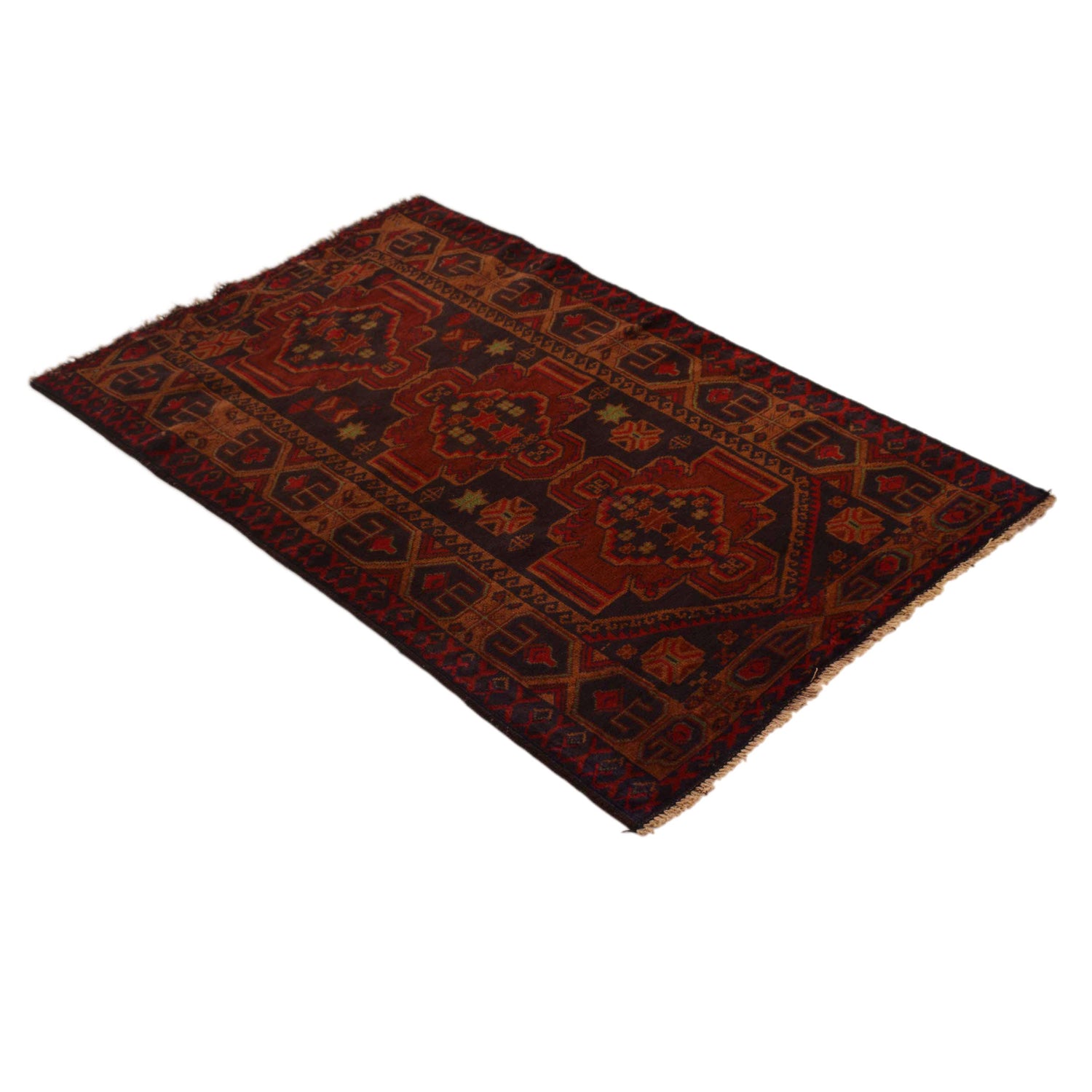 Baluchi Rug Handmade Red Geometric 2x4 ft