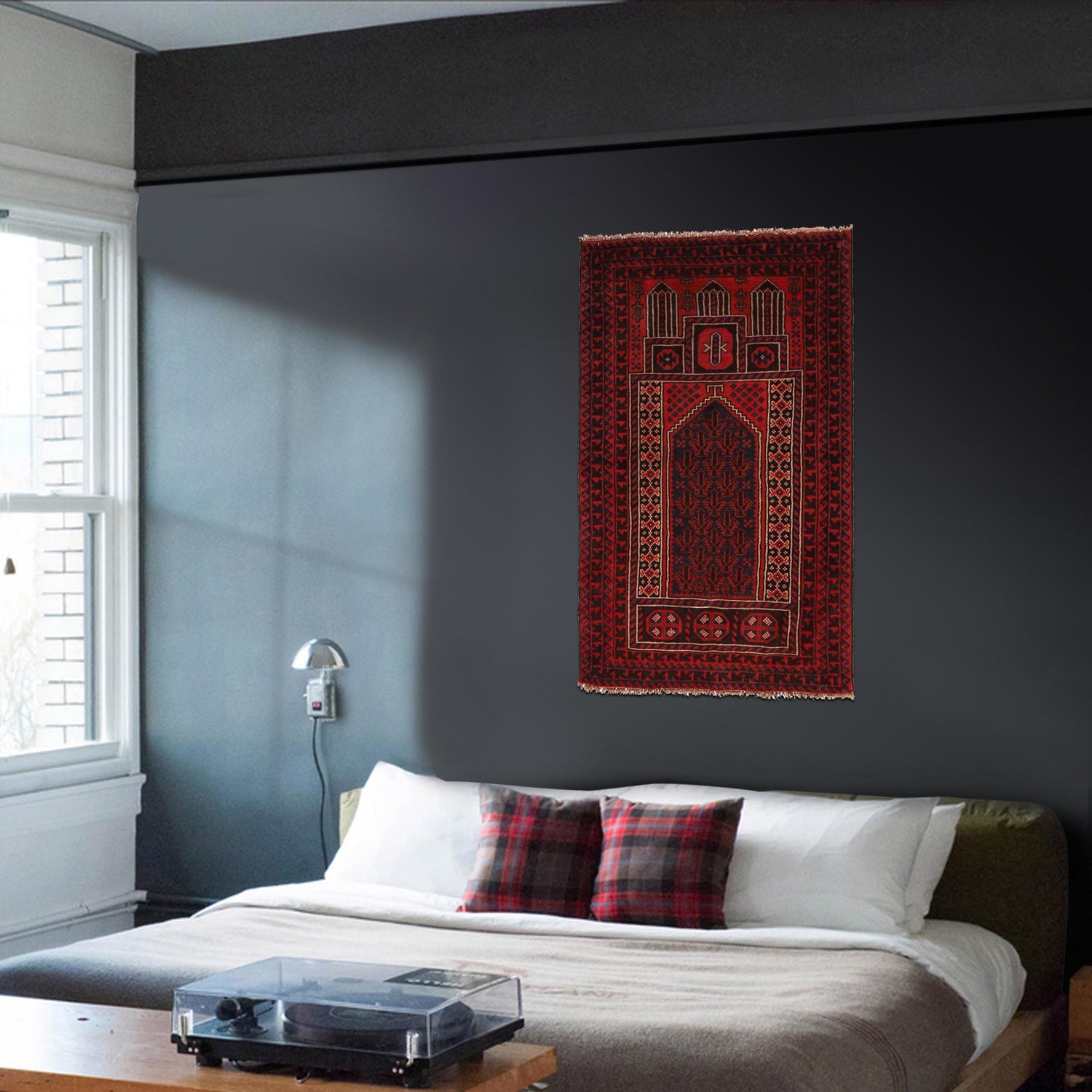 Baluchi Rug Handmade Red Prayer Design 2x4 ft