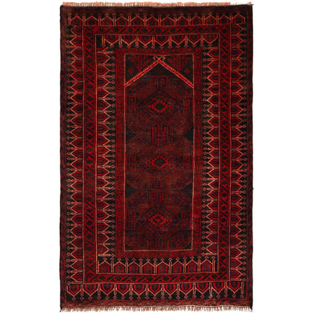 Baluchi Rug Handmade Red Prayer Design 3x5 ft