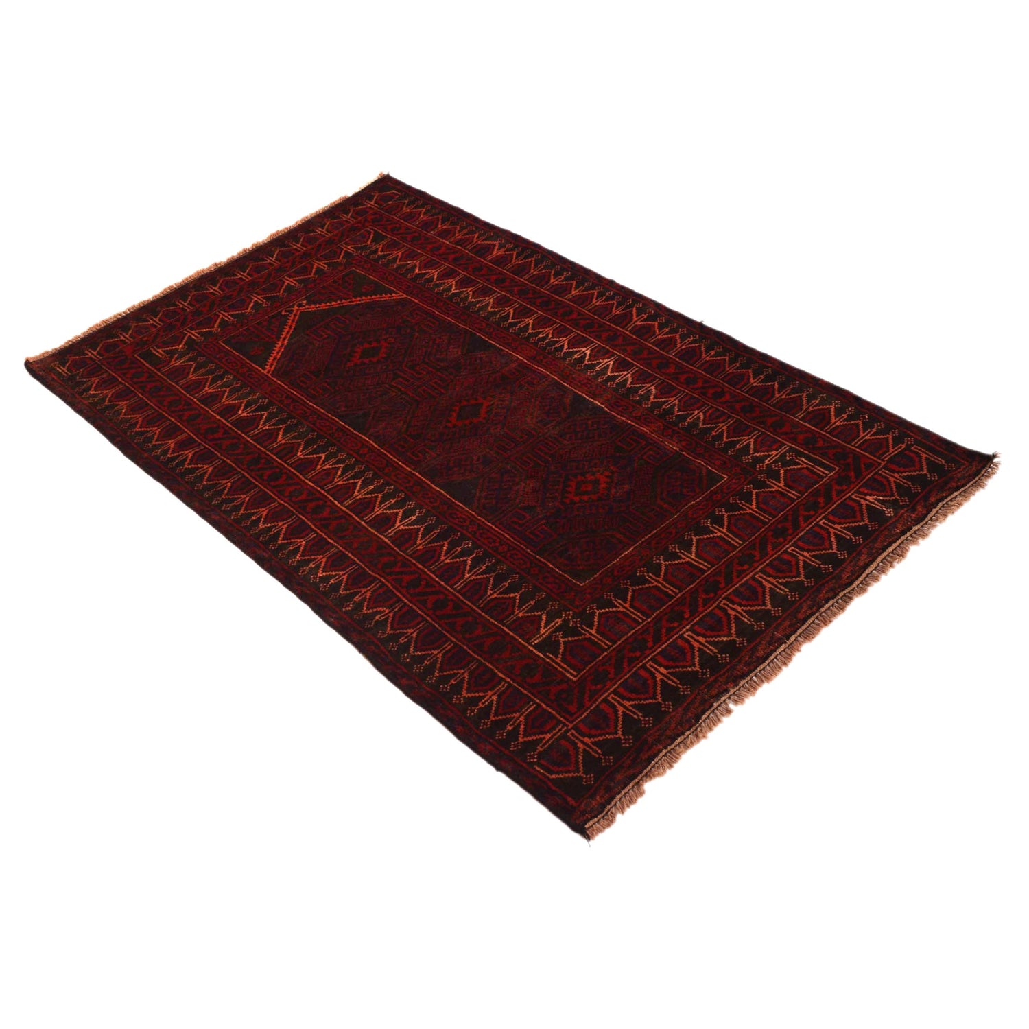 Baluchi Rug Handmade Red Prayer Design 3x5 ft