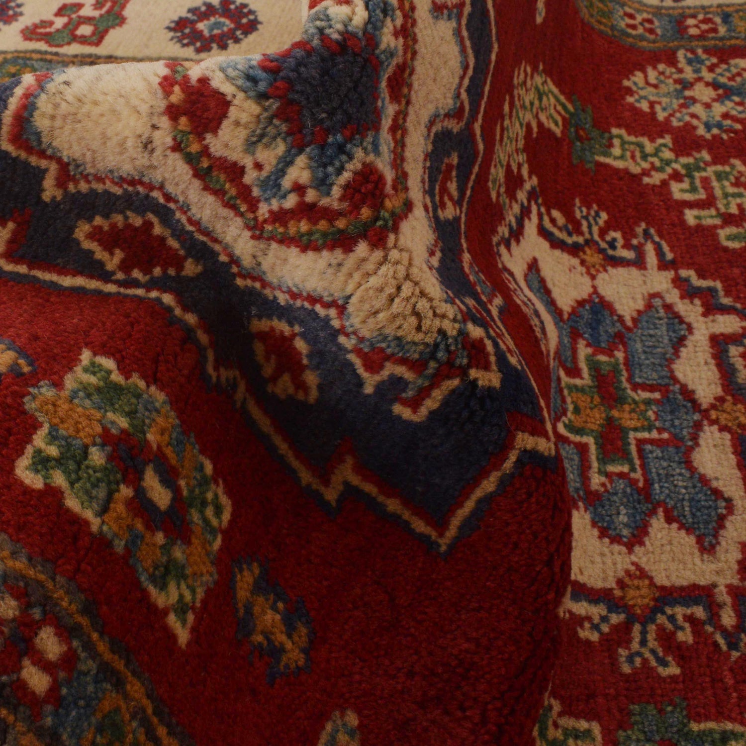 Kazak Rug Handmade Red Medallion 2x4 ft