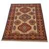 Kazak Rug Handmade Beige Medallion 2x4 ft