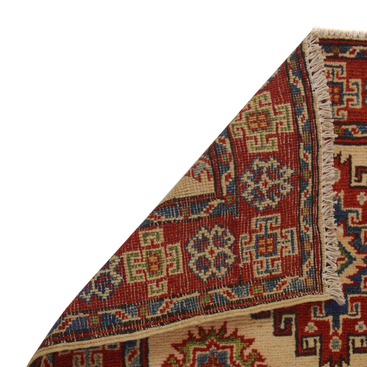 Kazak Rug Handmade Beige Medallion 2x4 ft