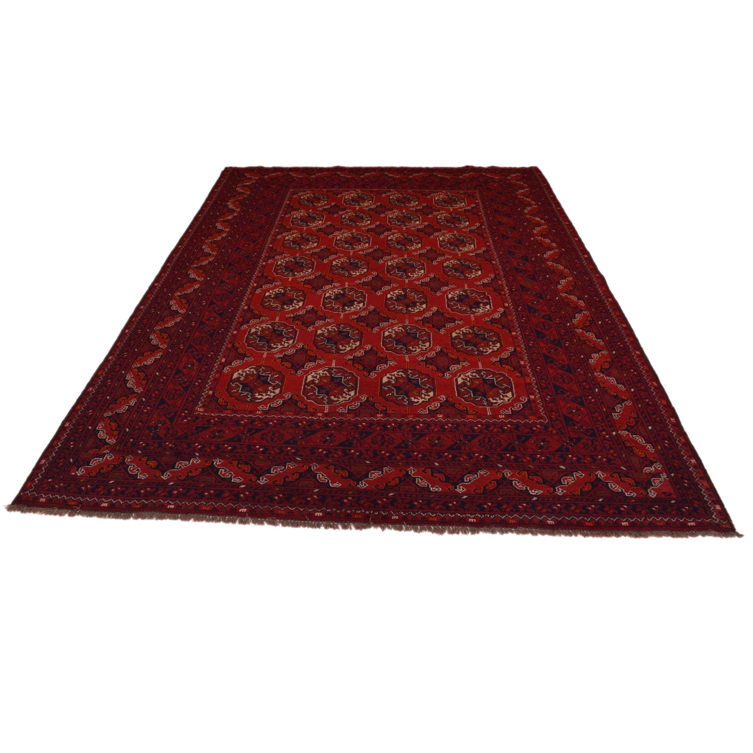 Bokhara Rug Handmade Vibrant Red Medallion 7x10 ft