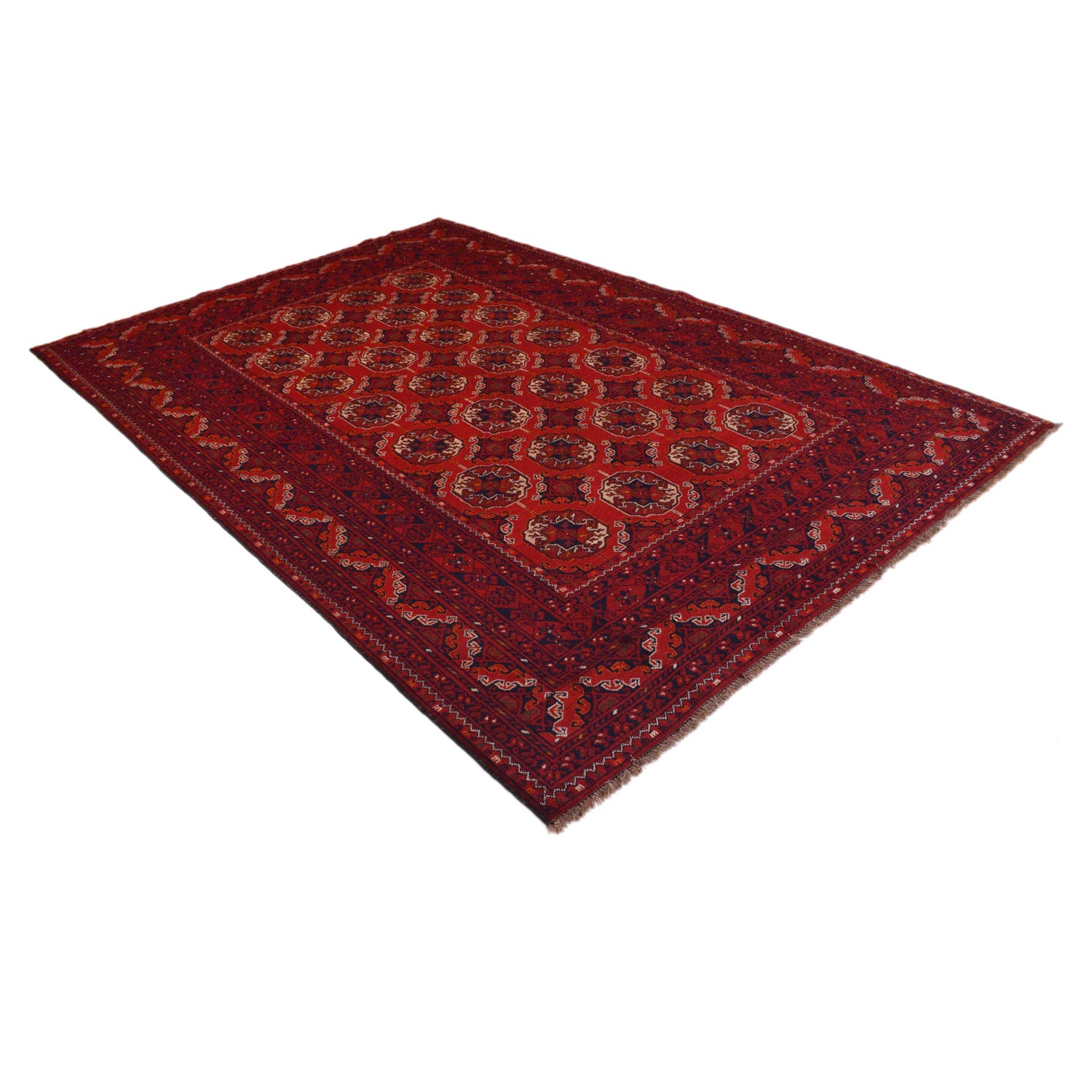 Bokhara Rug Handmade Vibrant Red Medallion 7x10 ft