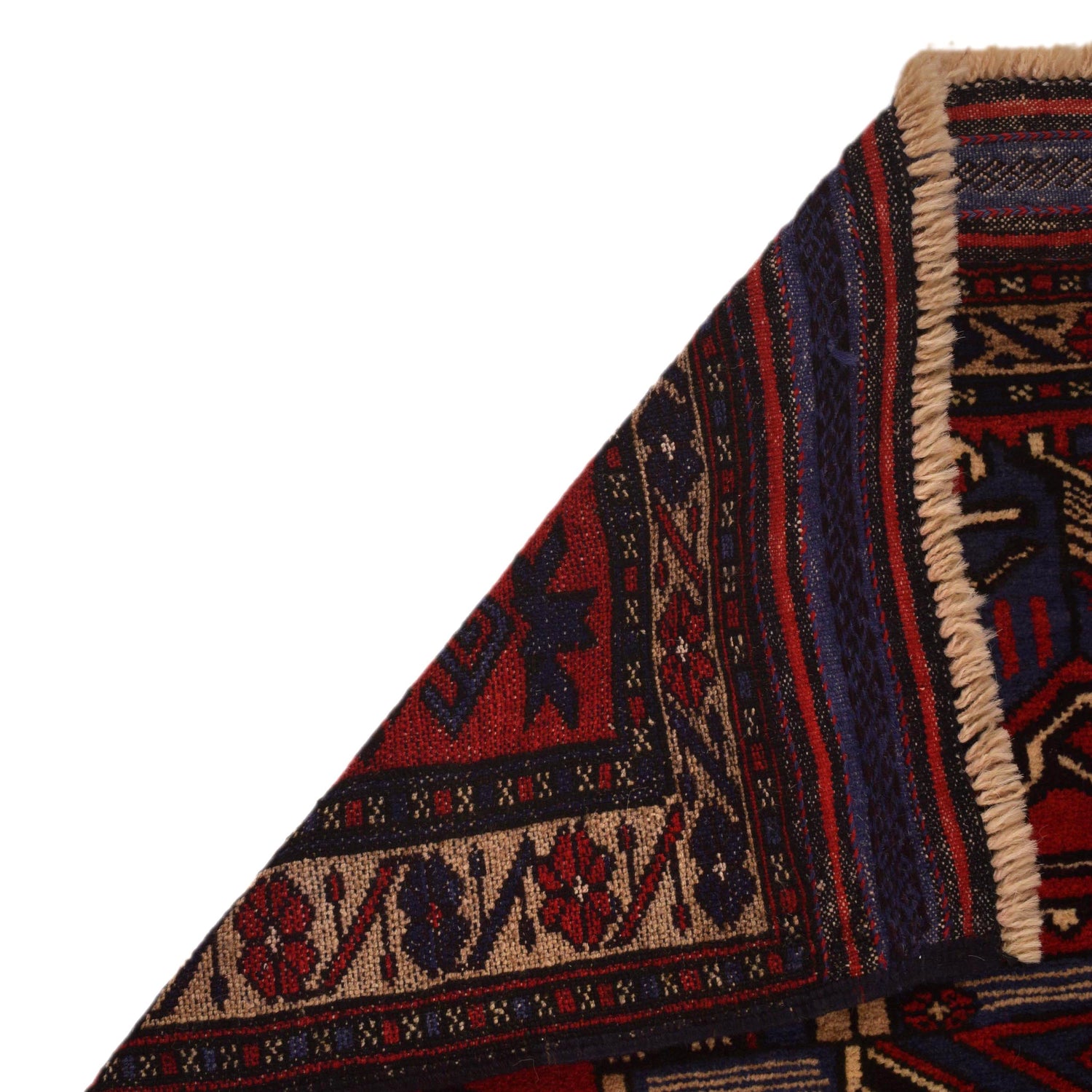 Baluchi Rug Handmade Red Geometric 3x5 ft