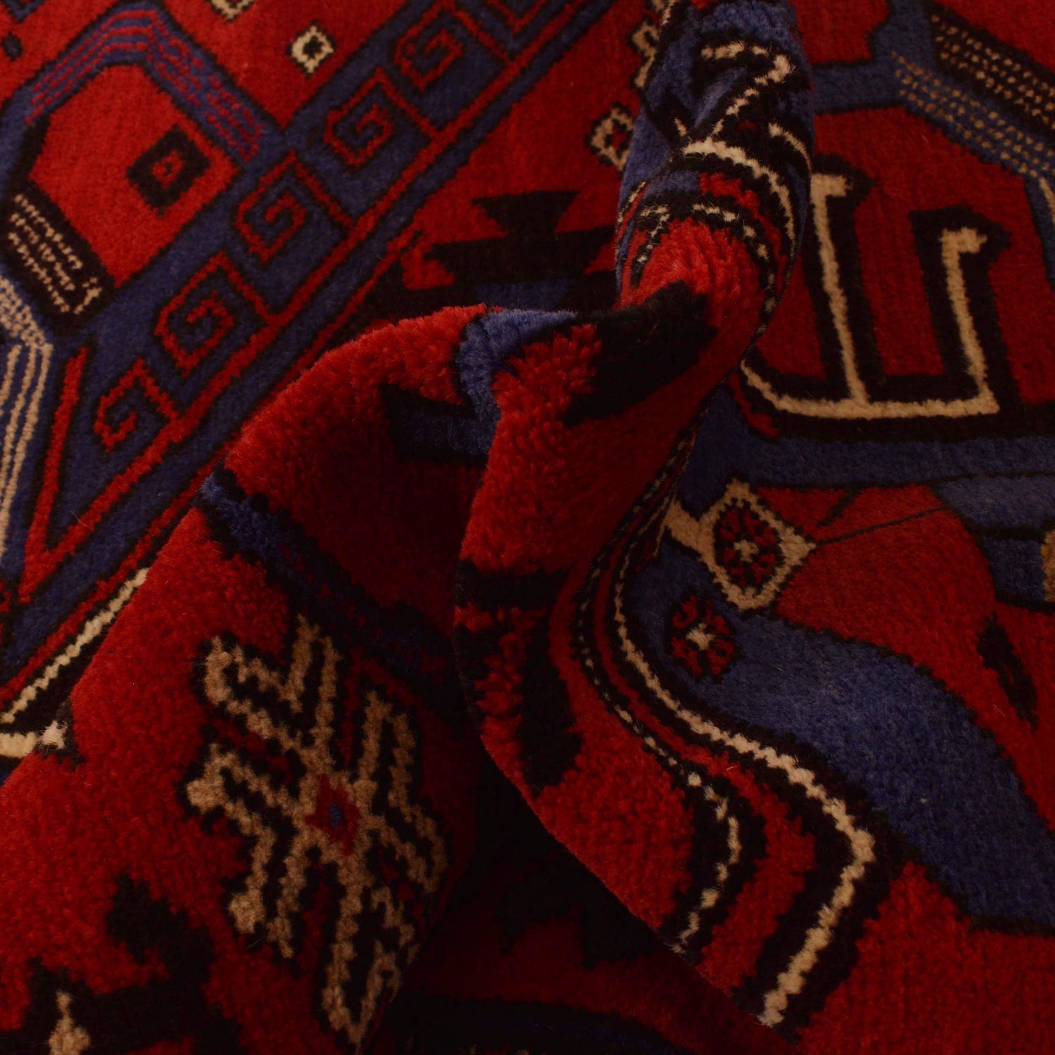 Baluchi Rug Handmade Red Geometric 3x5 ft