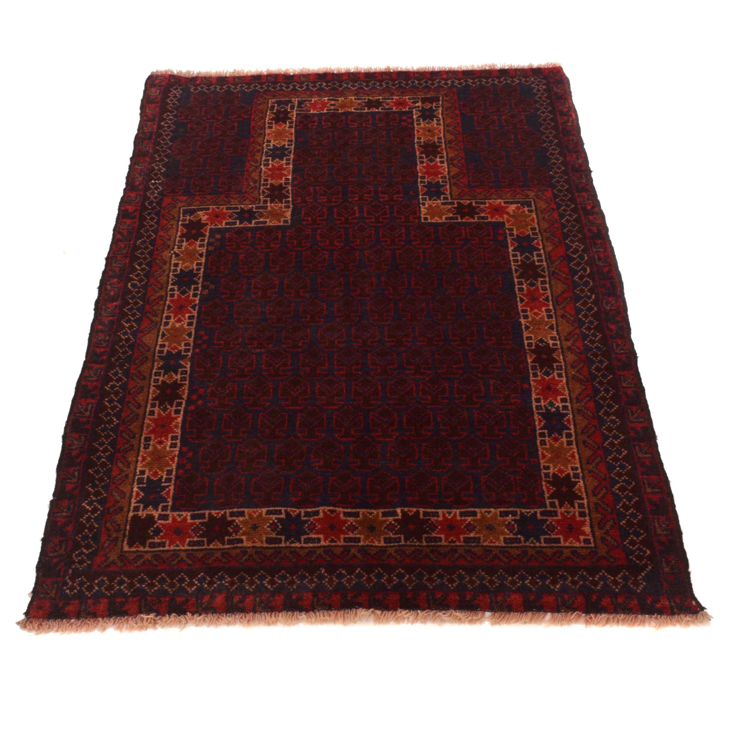 Baluchi Rug Handmade Red Prayer Design 3x5 ft