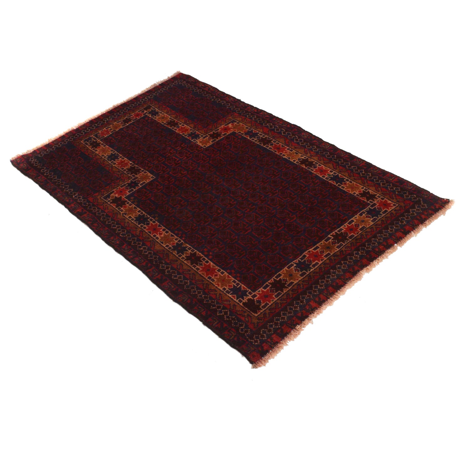 Baluchi Rug Handmade Red Prayer Design 3x5 ft