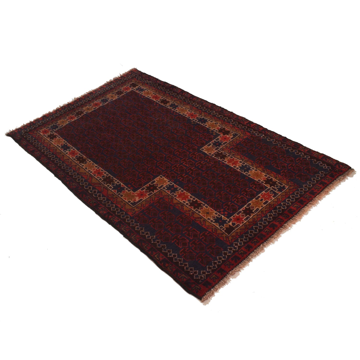 Baluchi Rug Handmade Red Prayer Design 3x5 ft