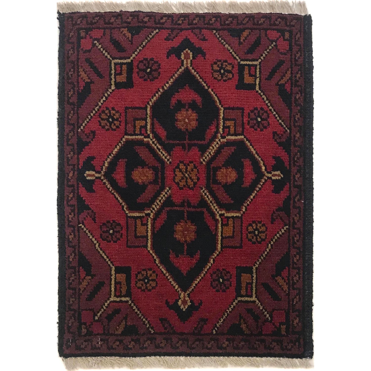 Handmade Wool Doormat Red Floral