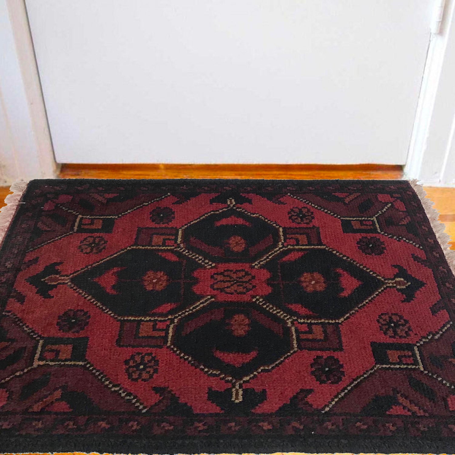Handmade Wool Doormat Red Floral