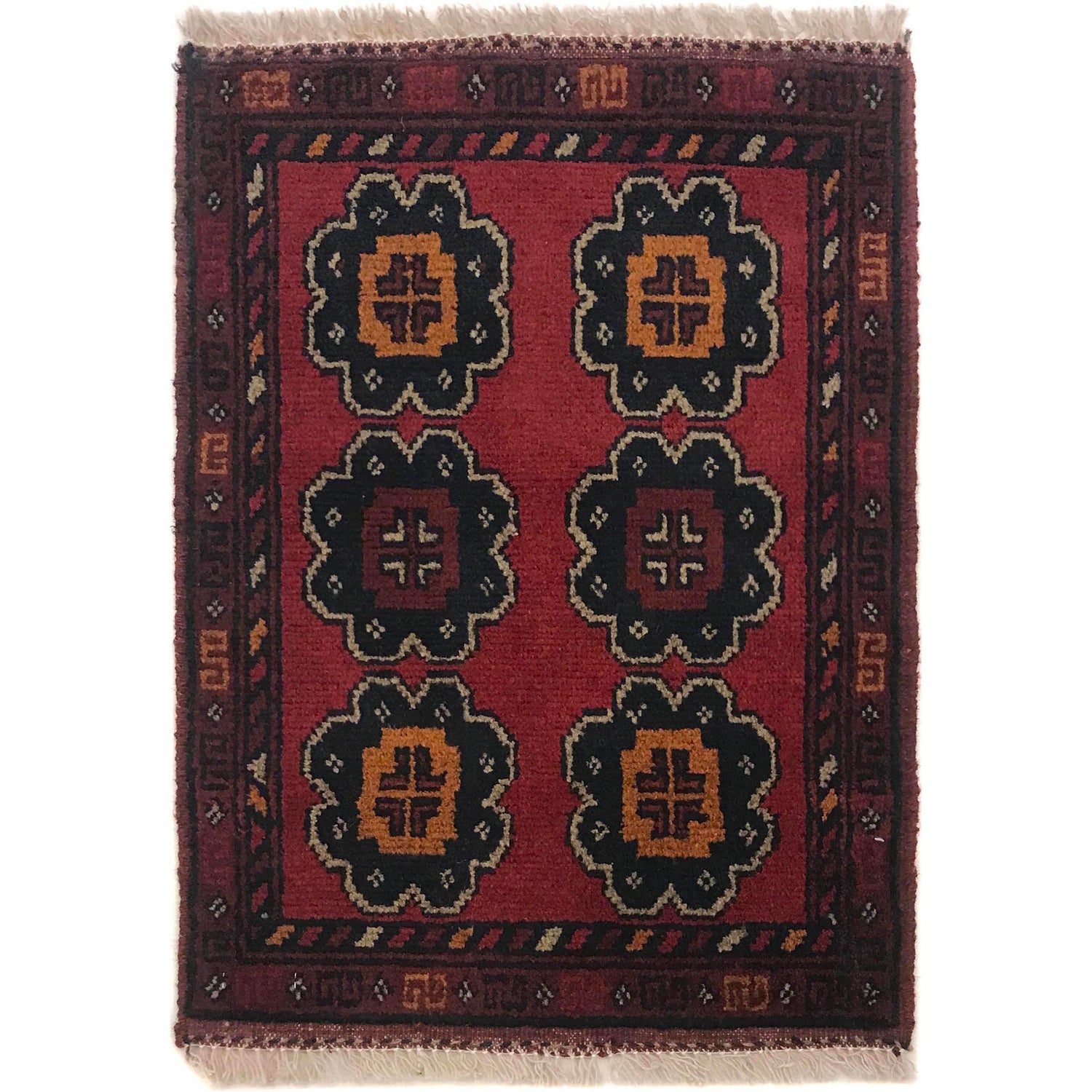 Handmade Wool Doormat Red Floral