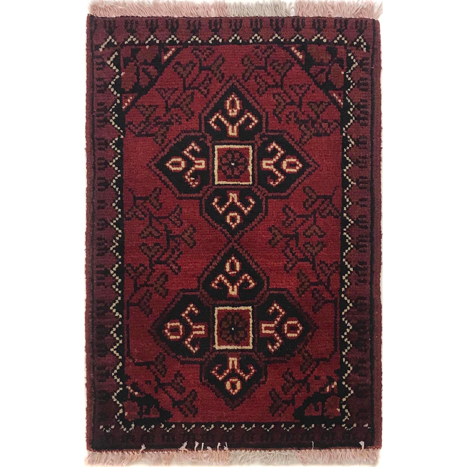 Handmade Wool Doormat Red Floral