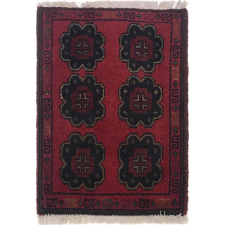 Handmade Wool Doormat Red Geometric