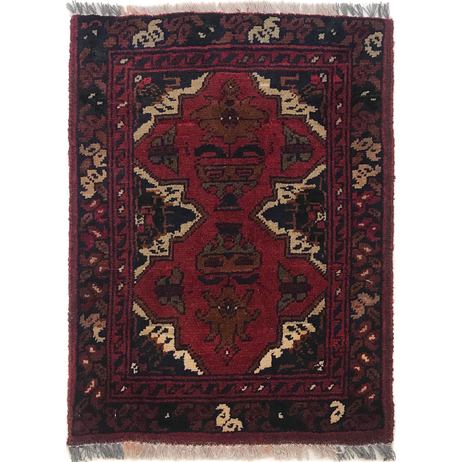 Handmade Wool Doormat Red Floral