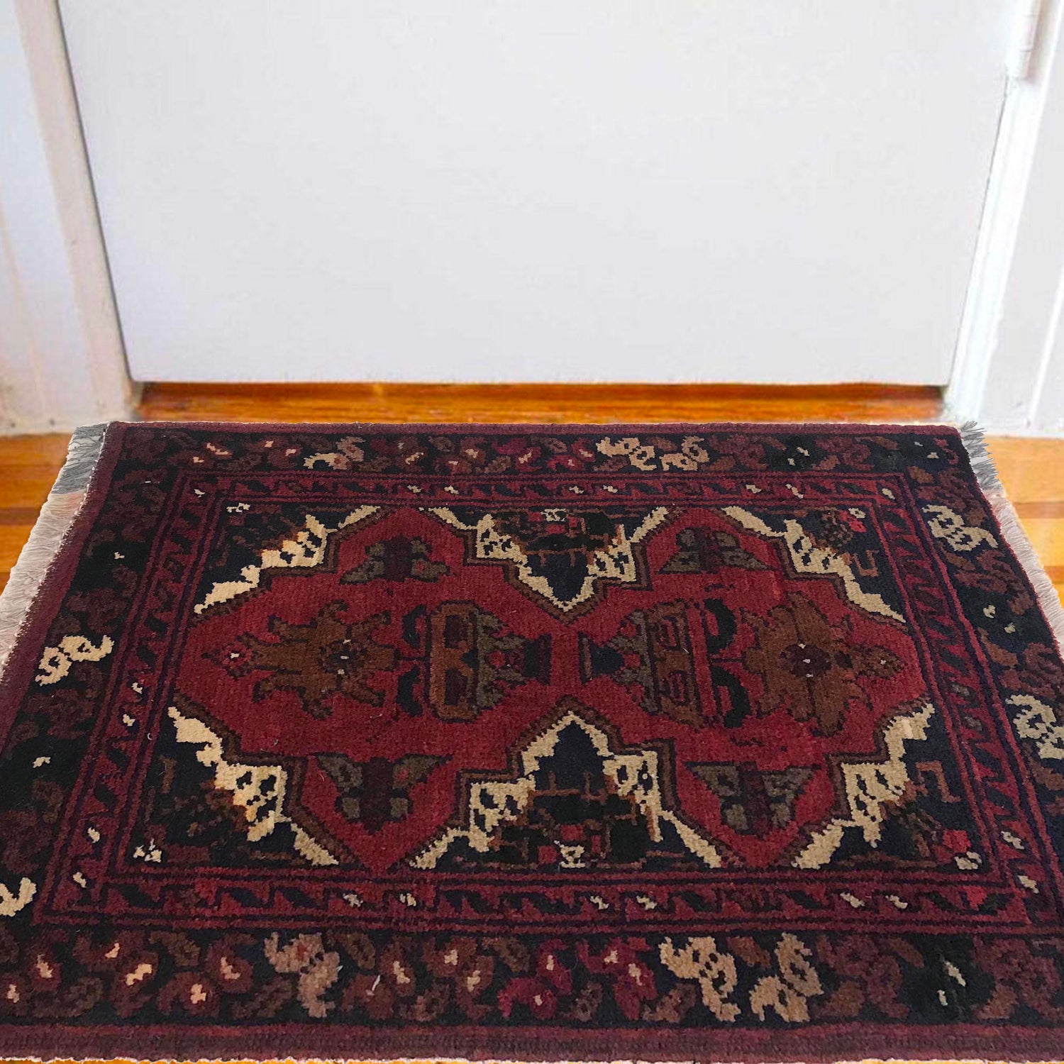 Handmade Wool Doormat Red Floral