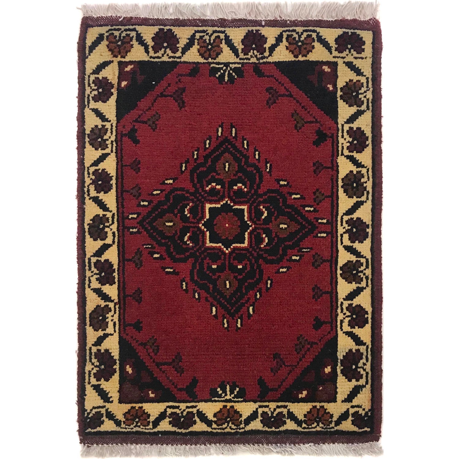 Handmade Wool Doormat Red Floral