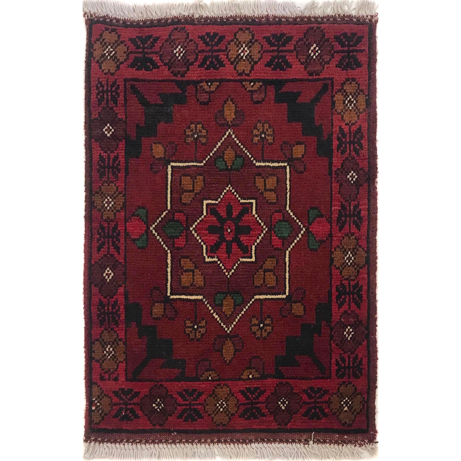 Handmade Wool Doormat Red Floral