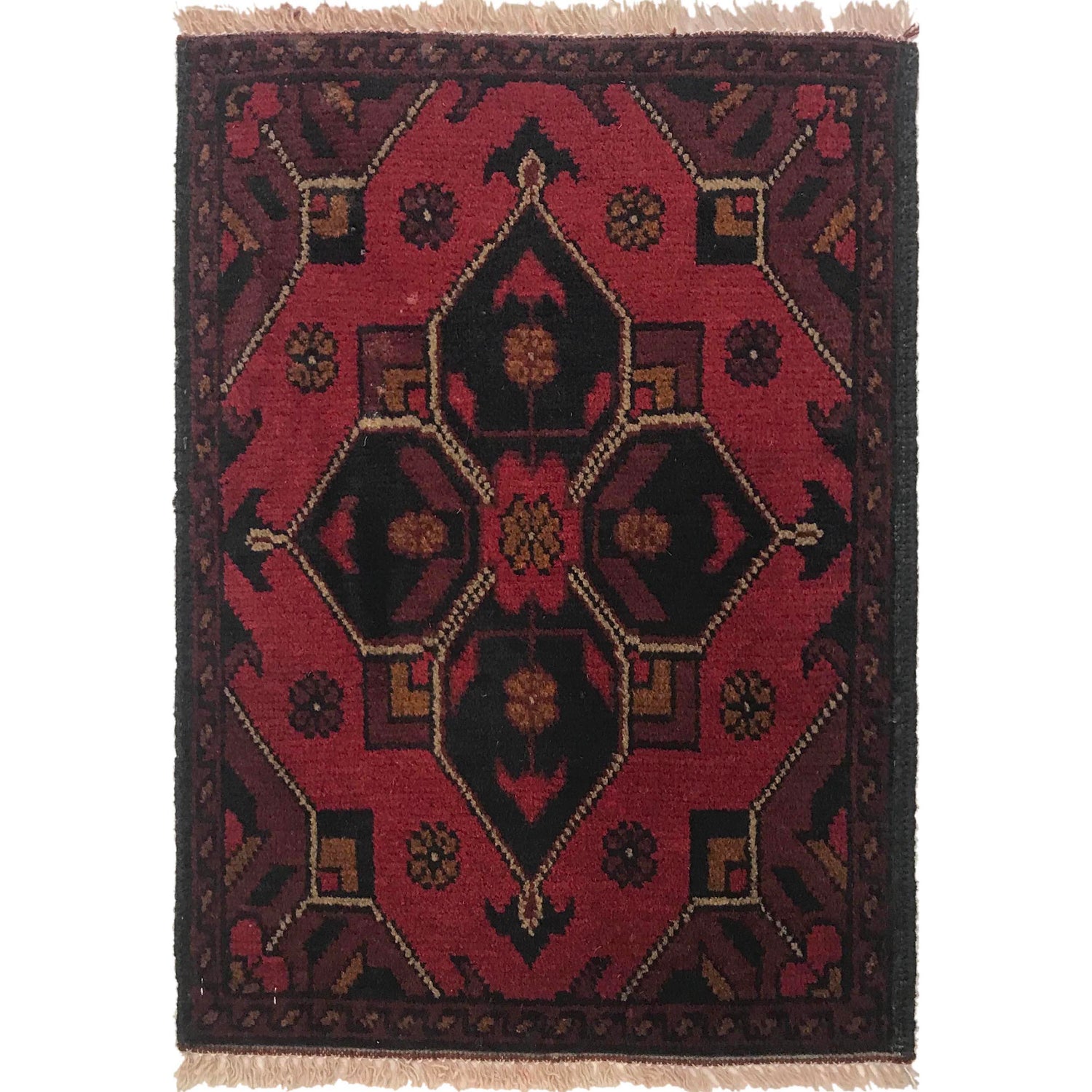 Handmade Wool Doormat Red Floral