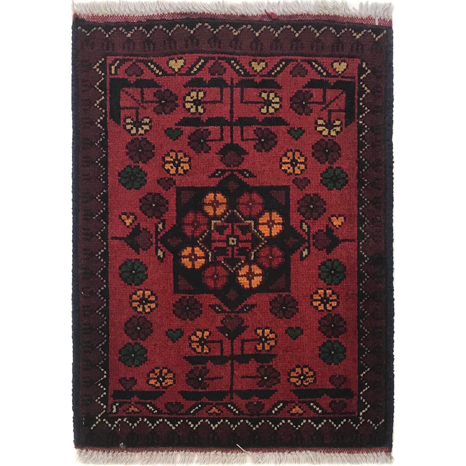 Handmade Wool Doormat Red Floral