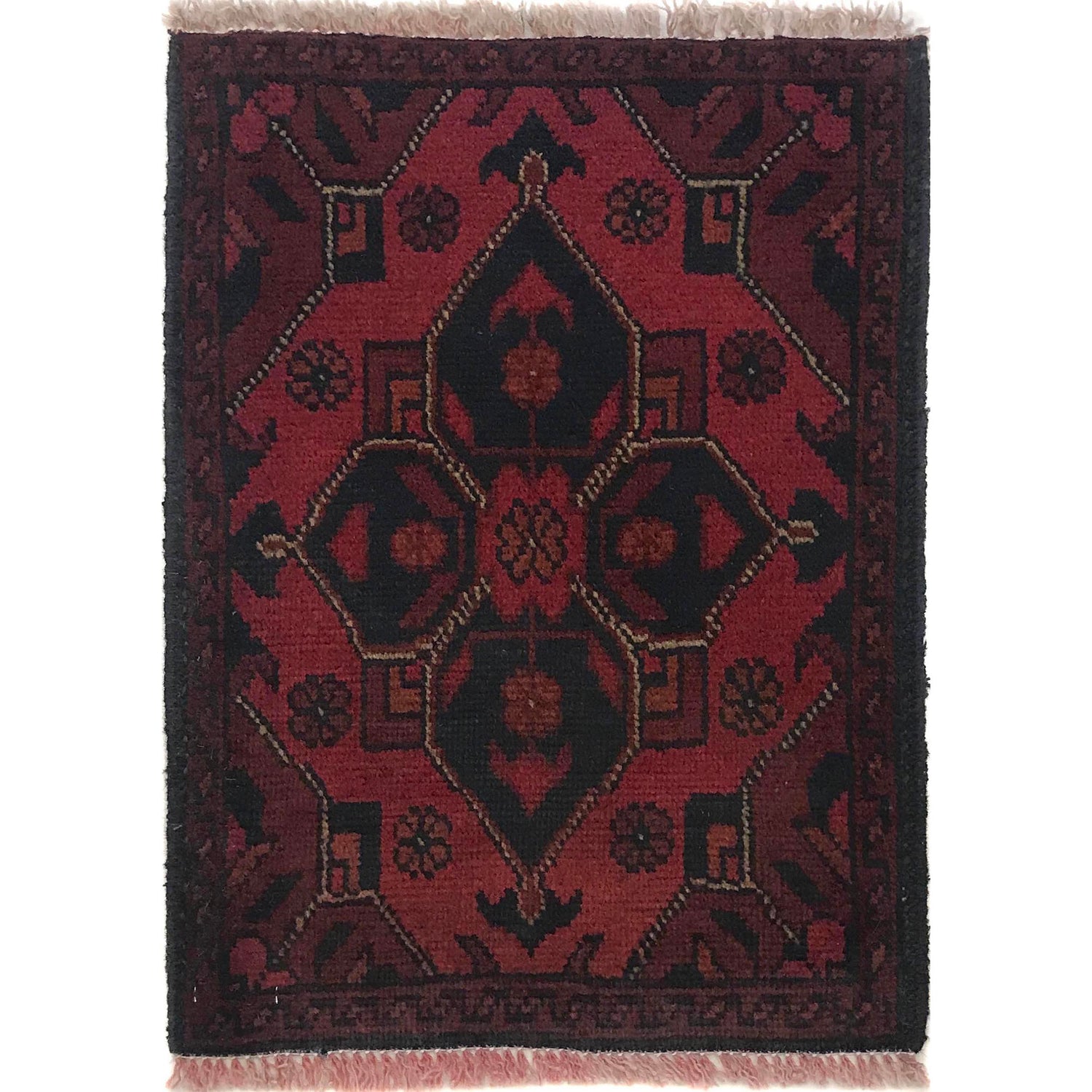 Handmade Wool Doormat Red Floral