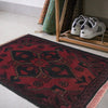 Handmade Wool Doormat Red Floral