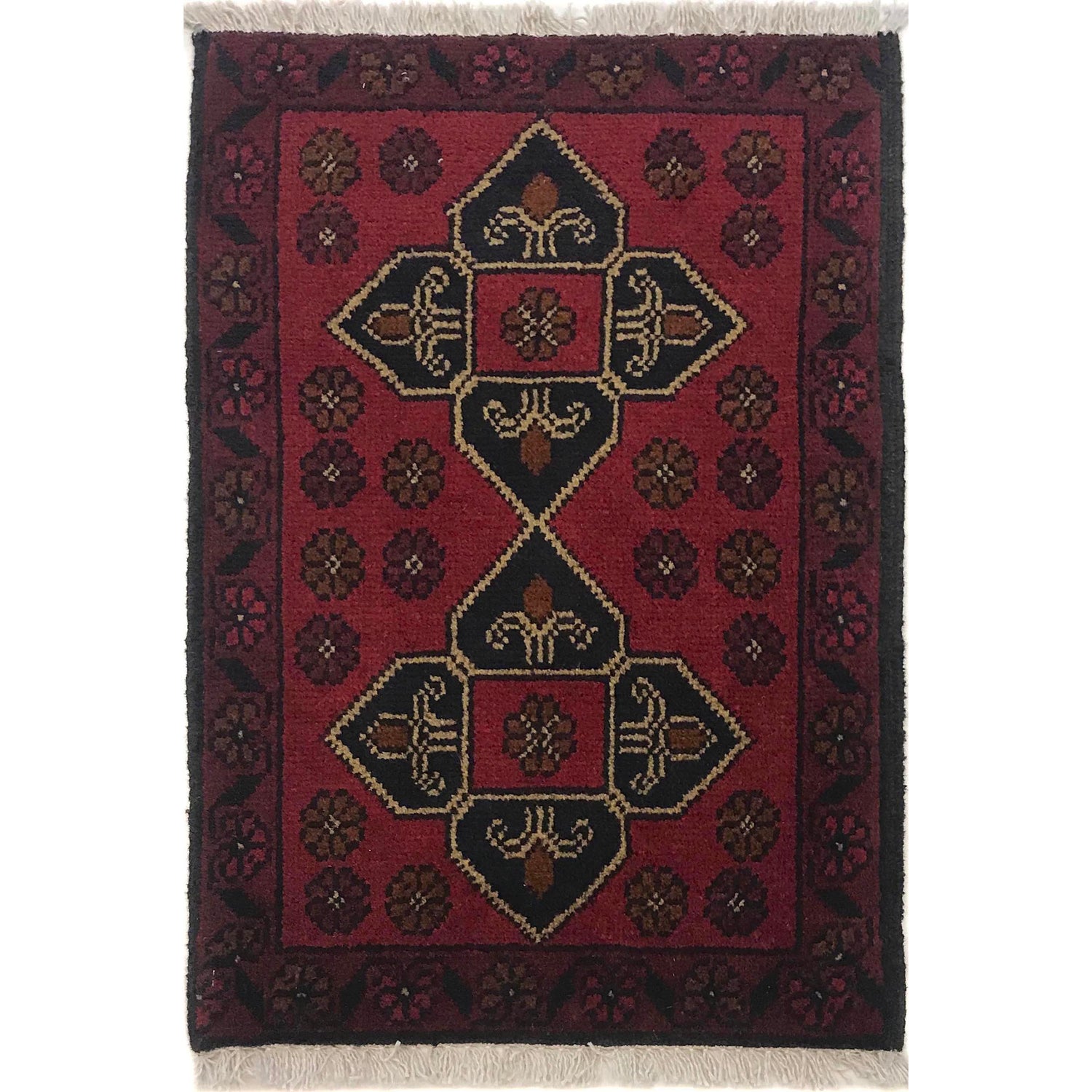 Handmade Wool Doormat Red Floral