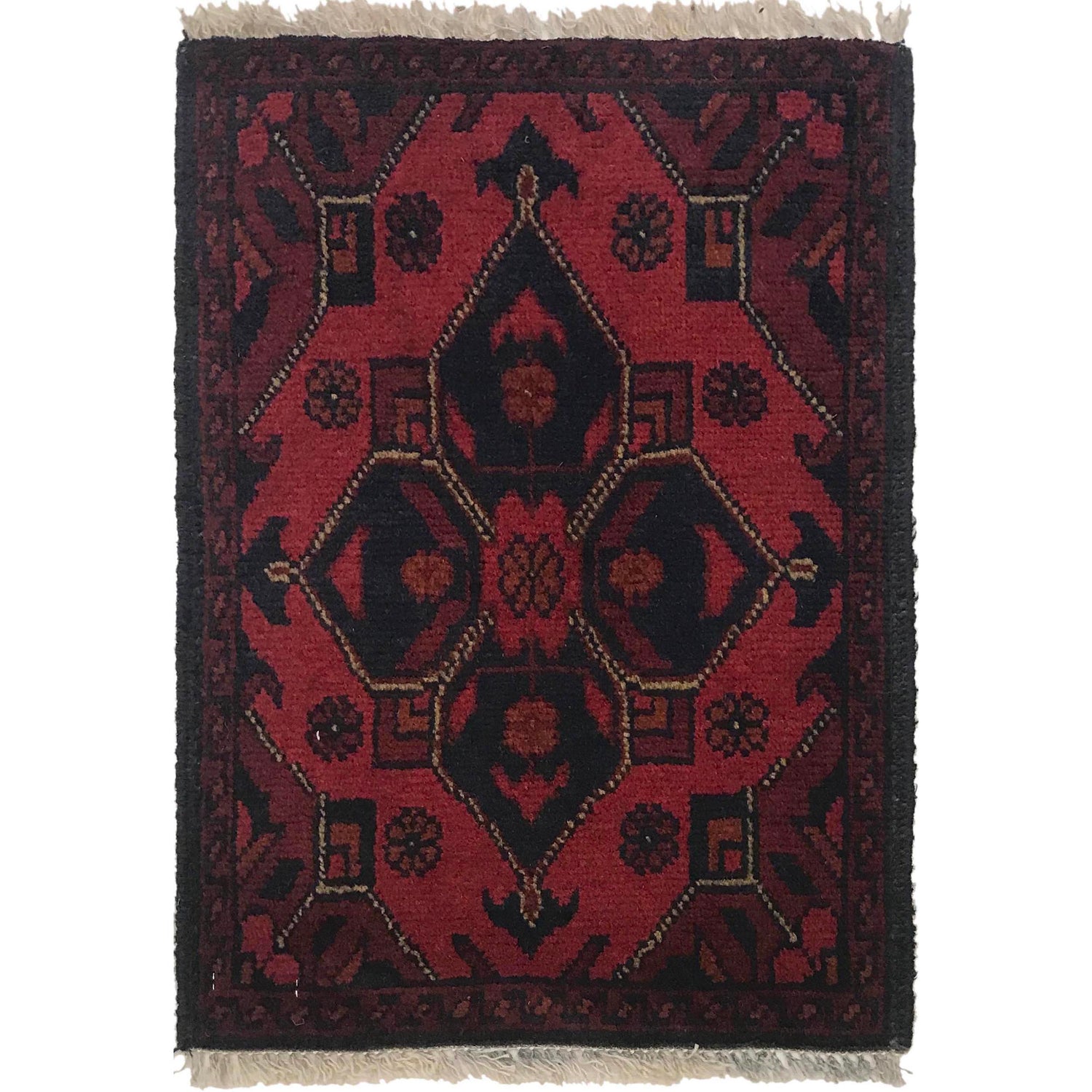 Handmade Wool Doormat Red Floral
