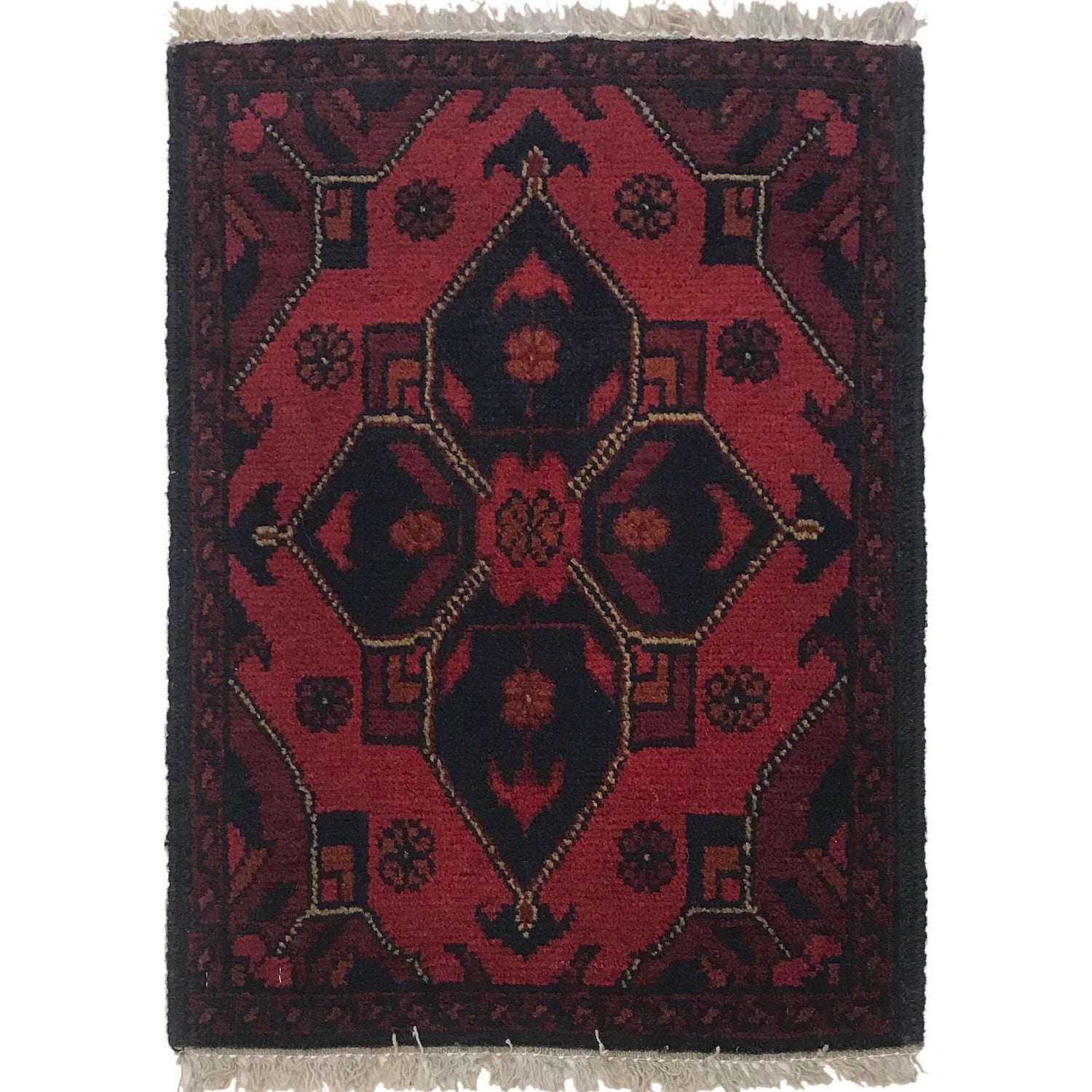 Handmade Wool Doormat Red Floral