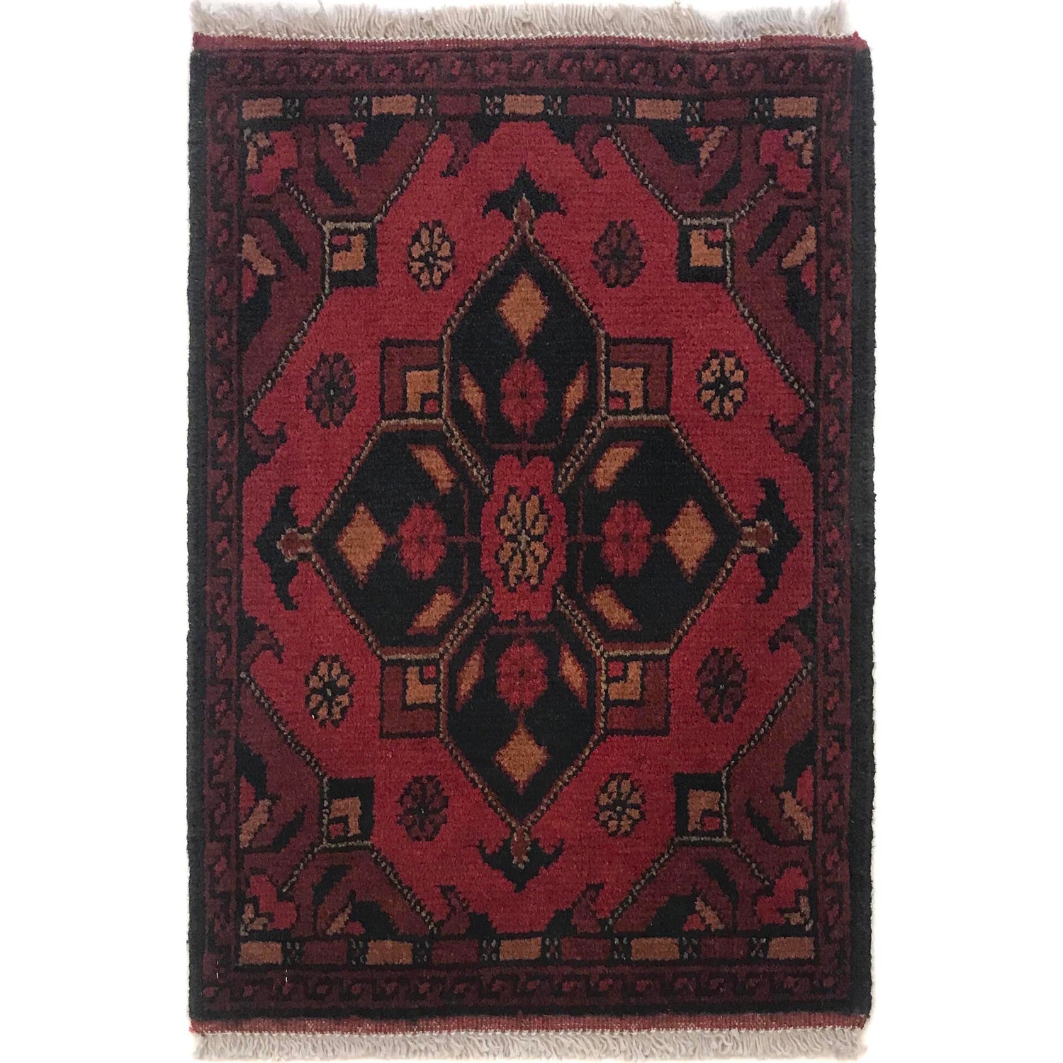 Handmade Wool Doormat Red Floral