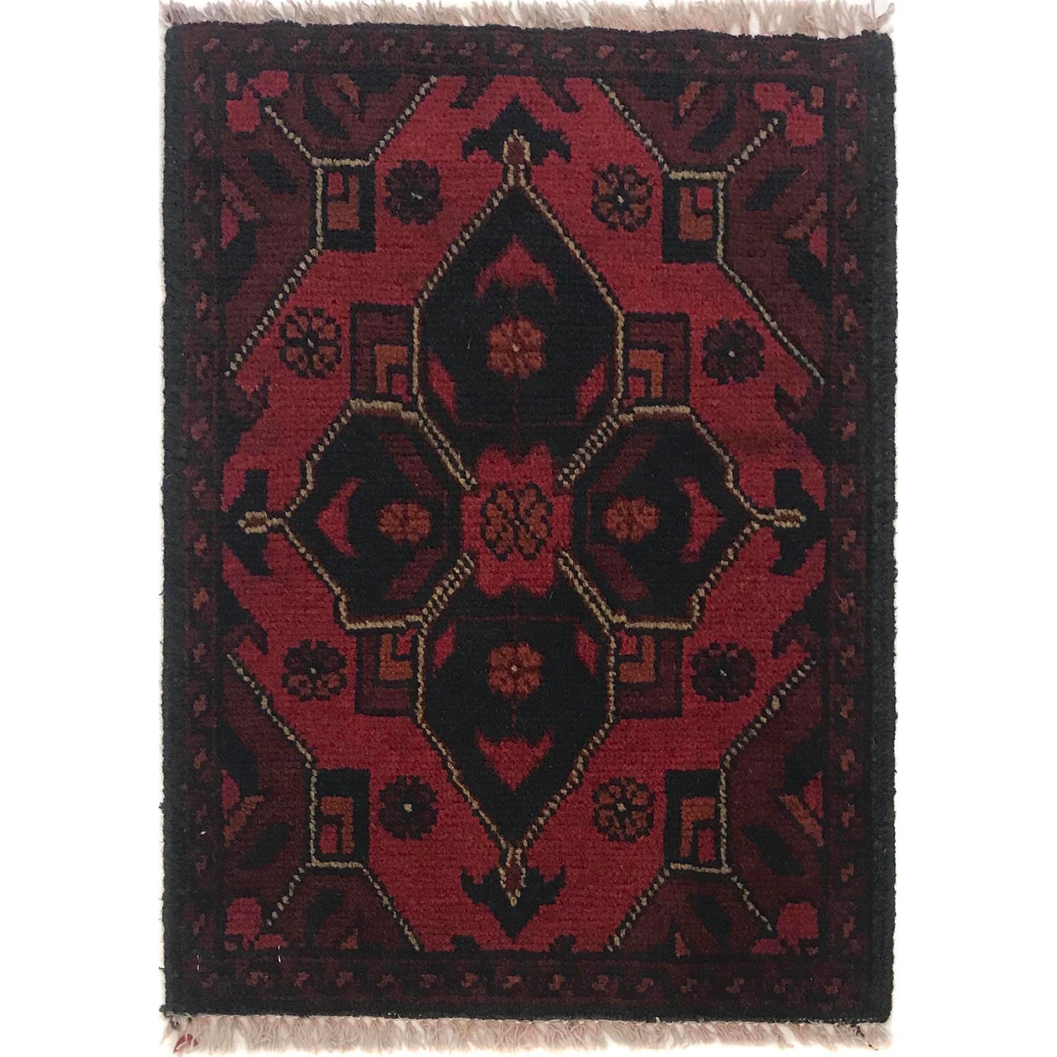 Handmade Wool Doormat Red Floral