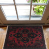 Handmade Wool Doormat Red Floral
