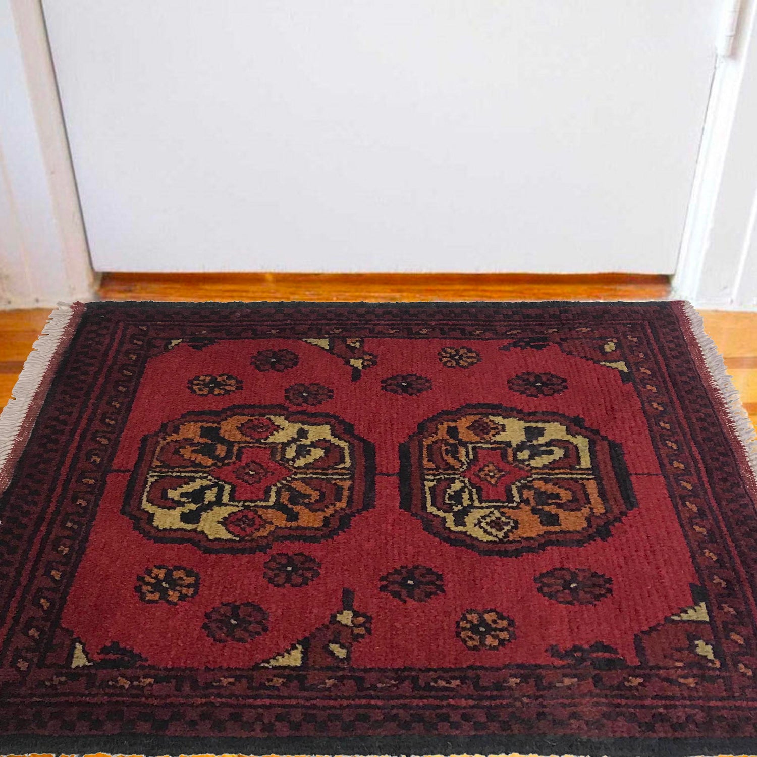 Handmade Wool Doormat Red Floral
