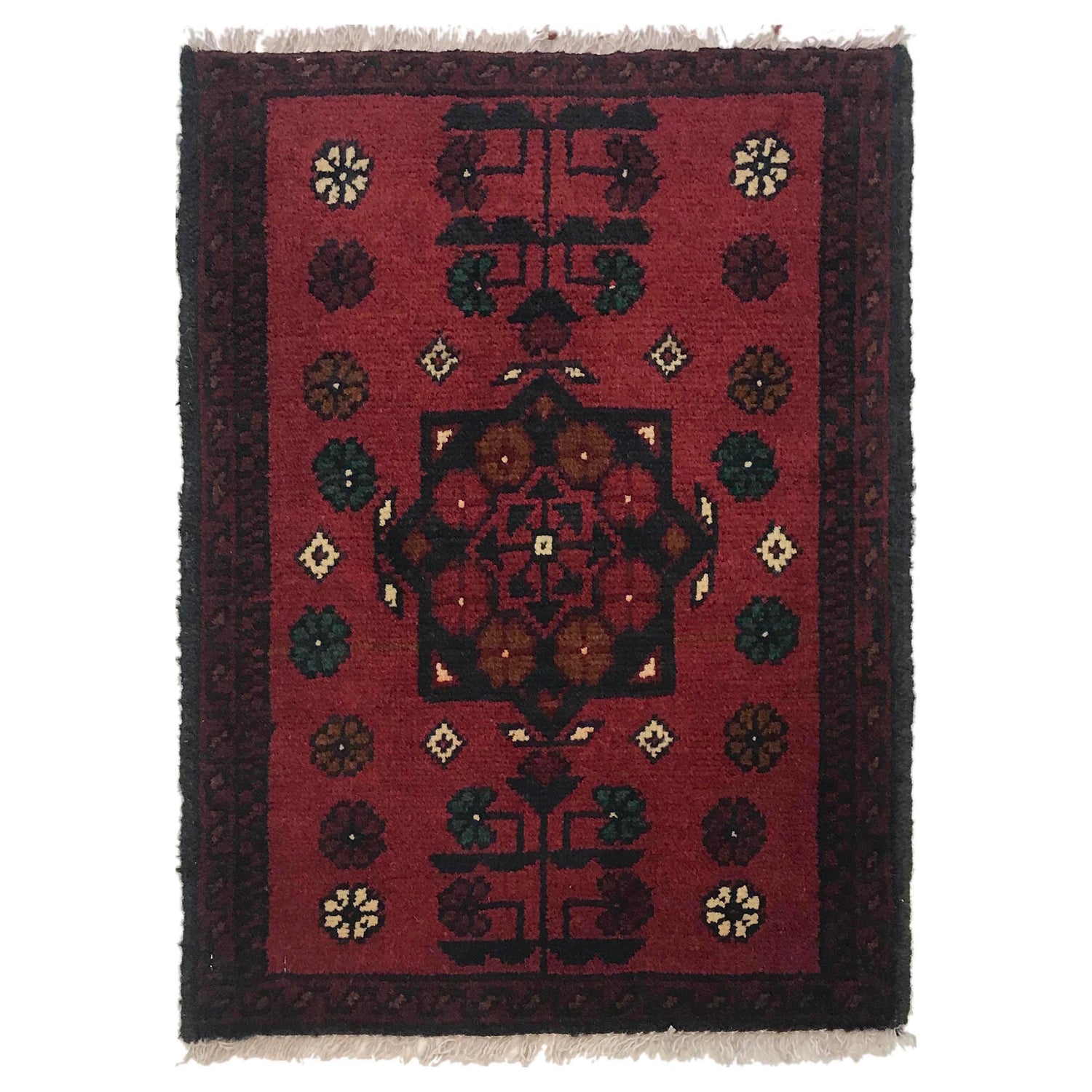 Handmade Wool Doormat Red Floral
