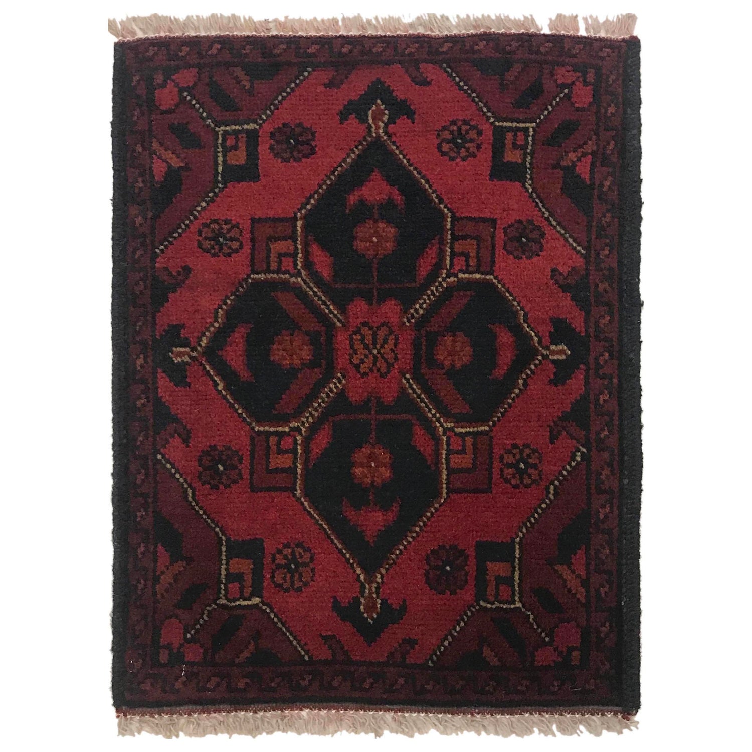 Handmade Wool Doormat Red Floral