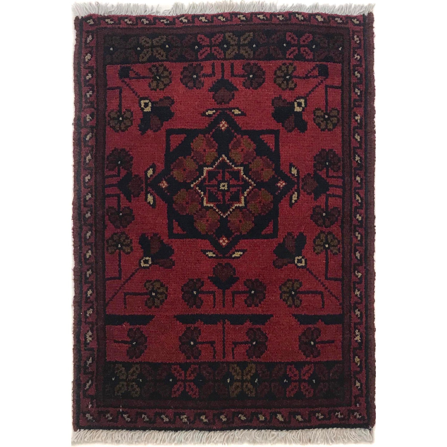 Handmade Wool Doormat Red Floral