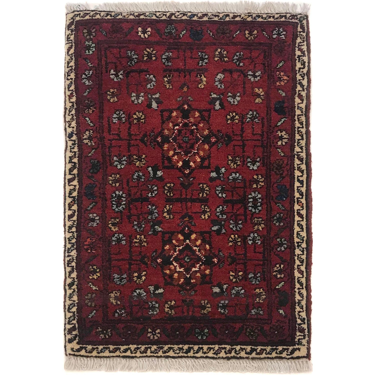 Handmade Wool Doormat Red Floral