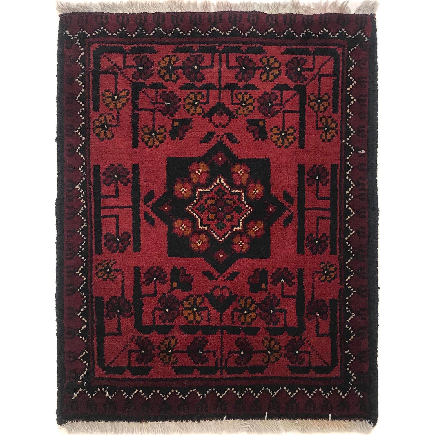 Handmade Wool Doormat Red Floral