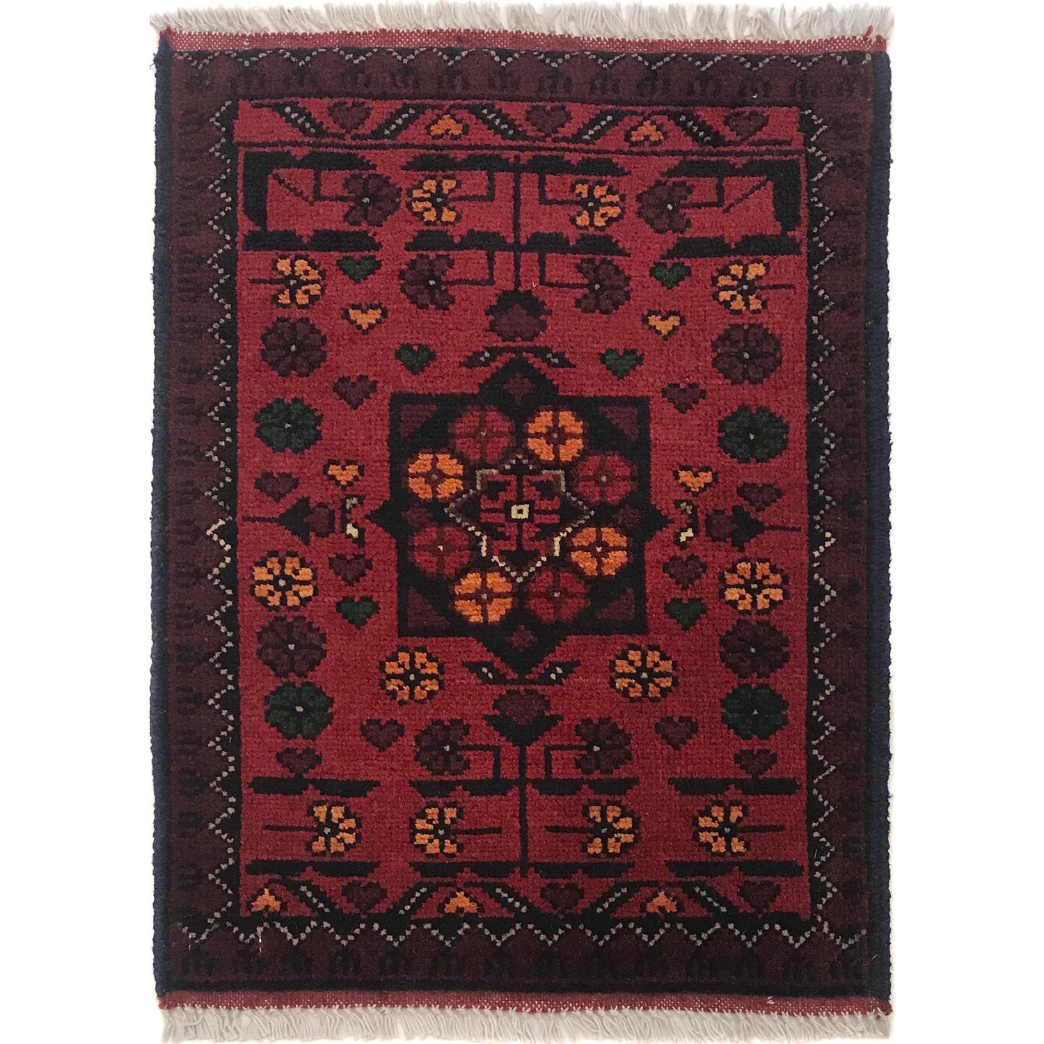 Handmade Wool Doormat Red Floral