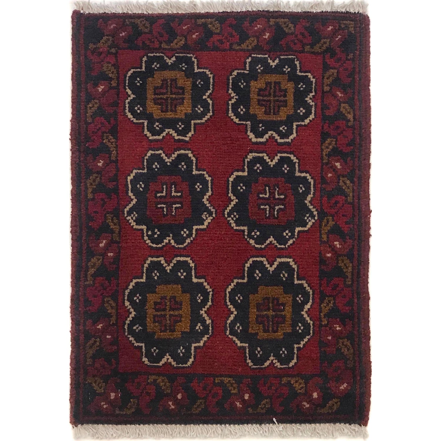 Handmade Wool Doormat Red Floral