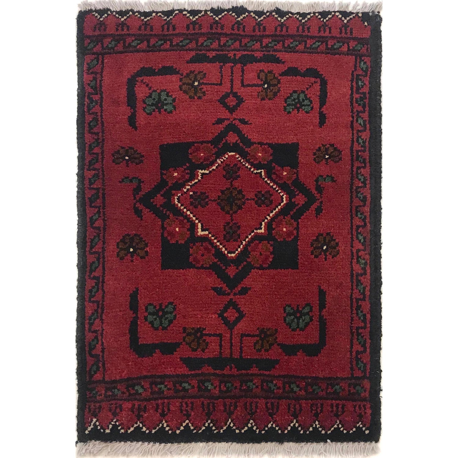 Handmade Wool Doormat Red Floral