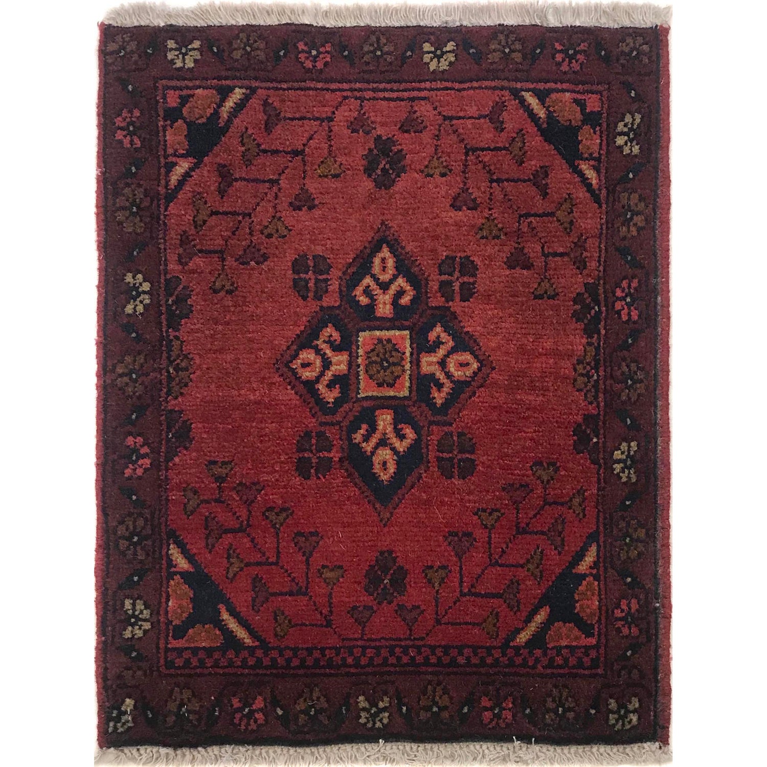 Handmade Wool Doormat Red Floral