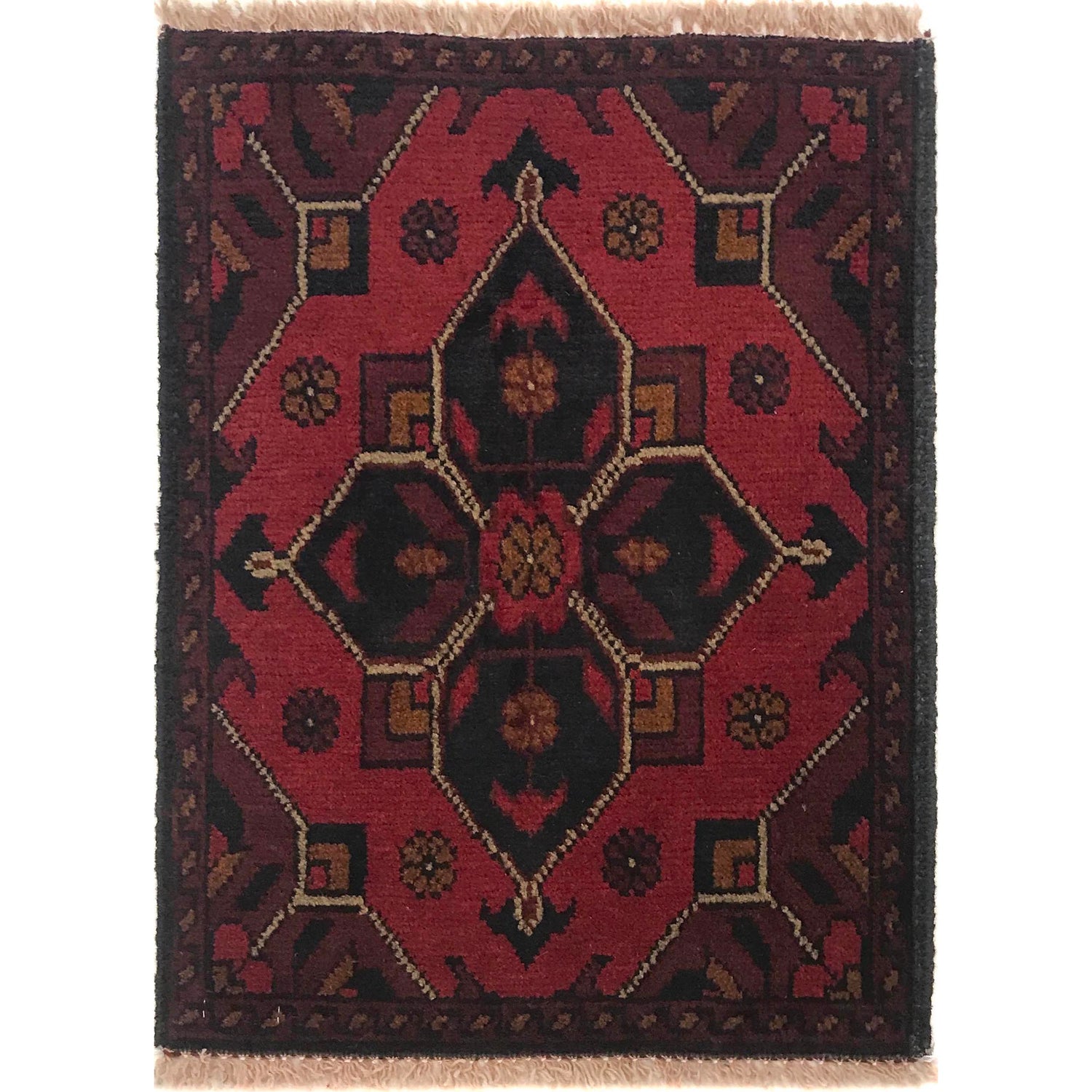 Handmade Wool Doormat Red Floral