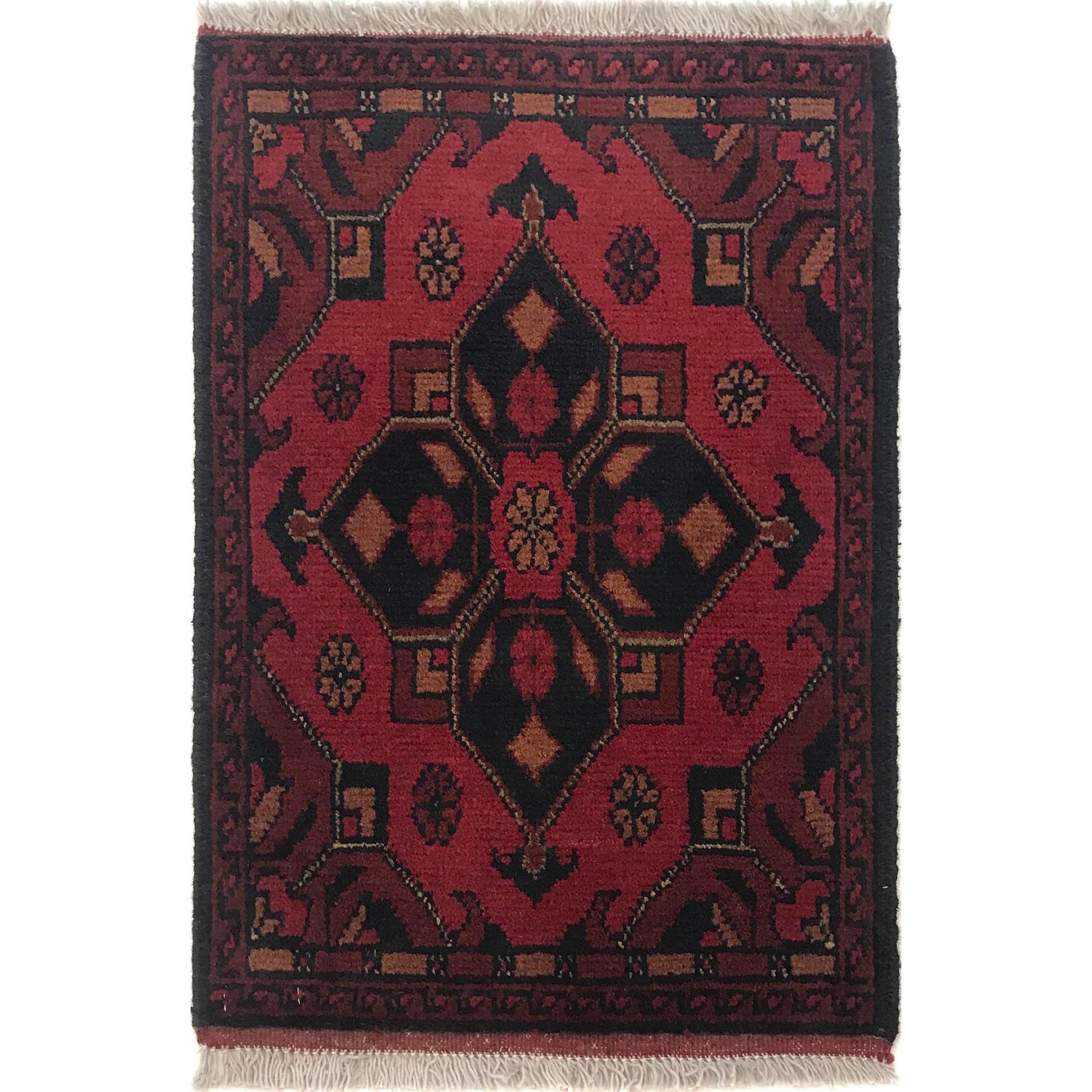 Handmade Wool Doormat Red Floral