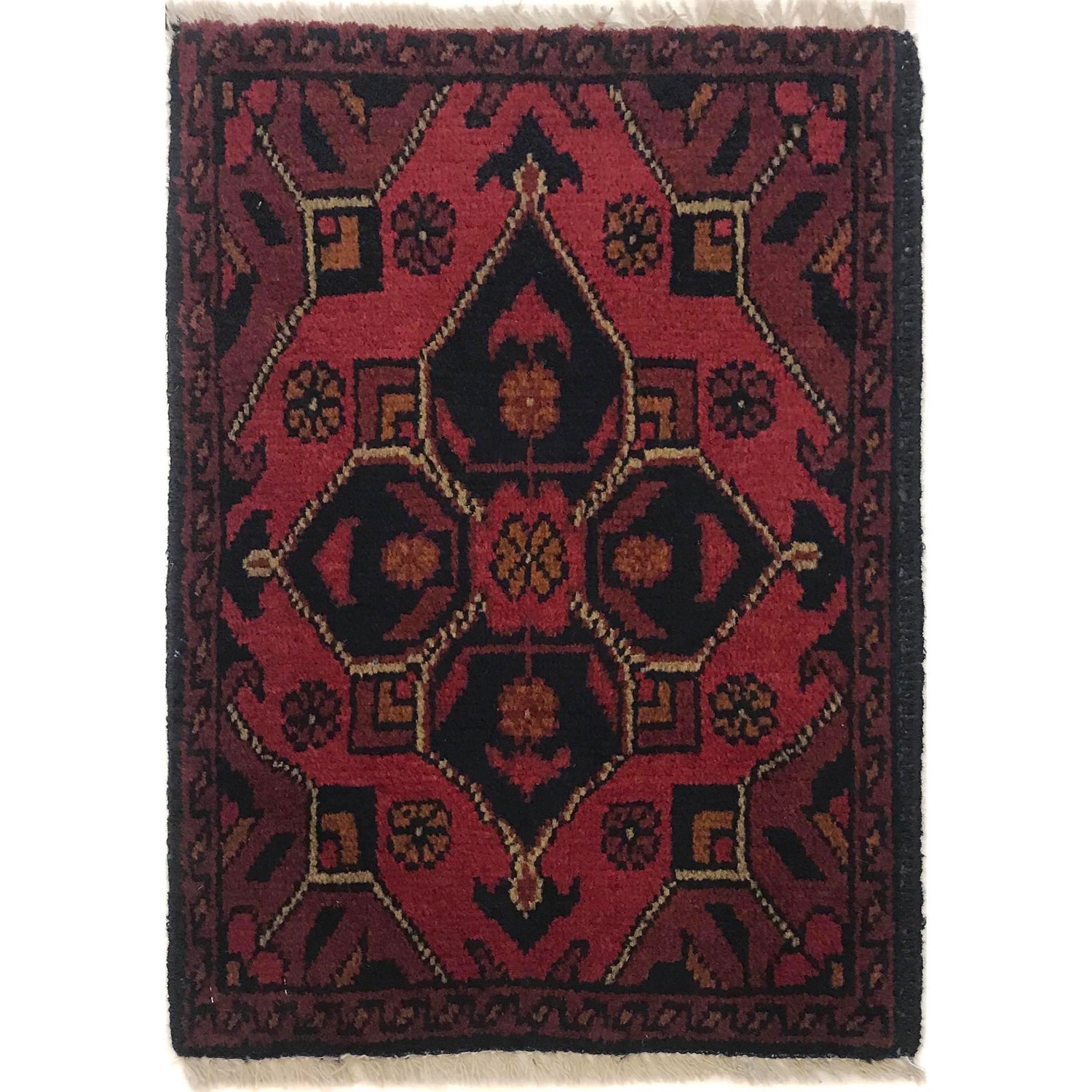 Handmade Wool Doormat Red Floral